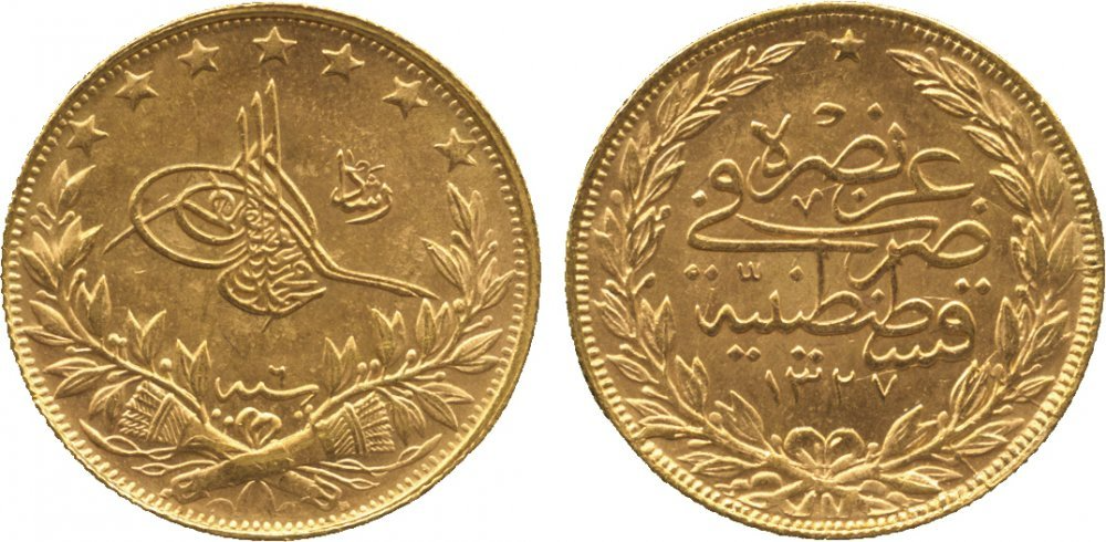 turkey gold 100 kurush coins