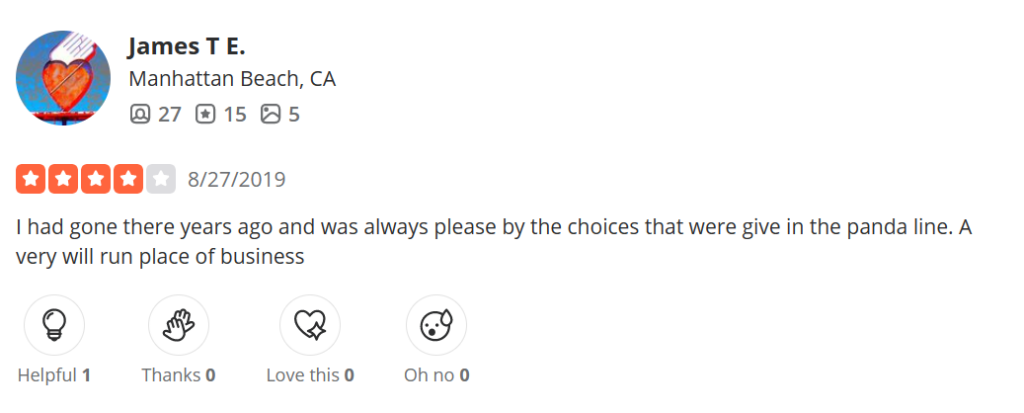 Panda America customer review
