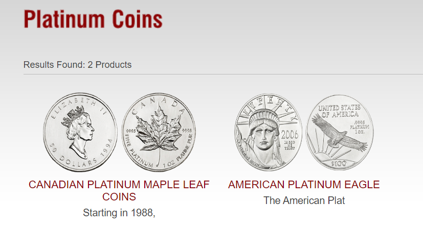 International Bullion Exchange platinum items