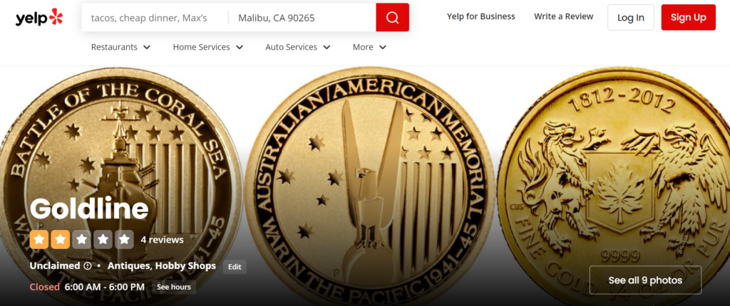 Goldline ratings & reviews on Yelp
