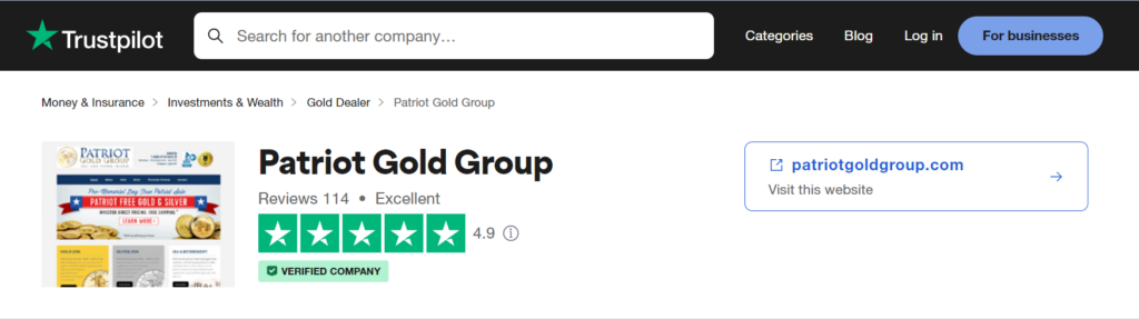 Patriot Gold Group customers review on Trustpilot 