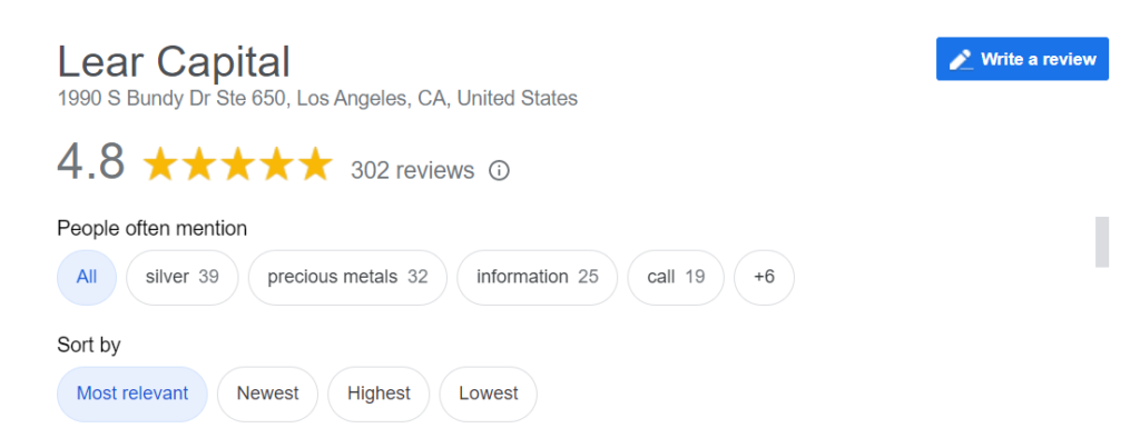 Lear Capital reviews & Rating on Google