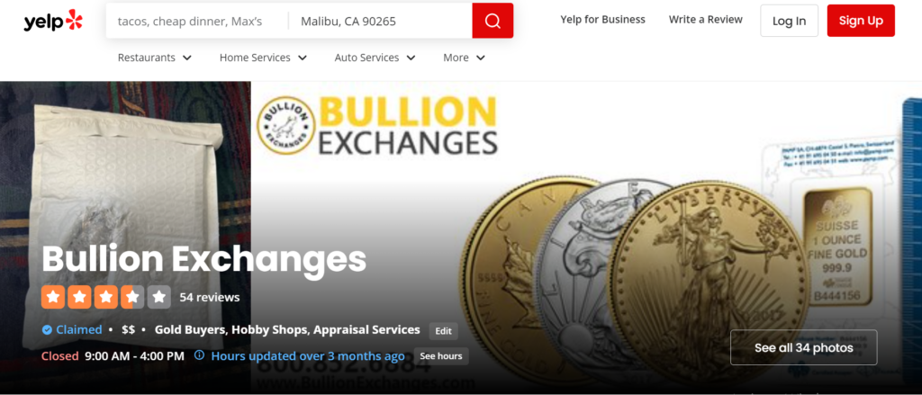 Bullion Exchange reviews on Yelp