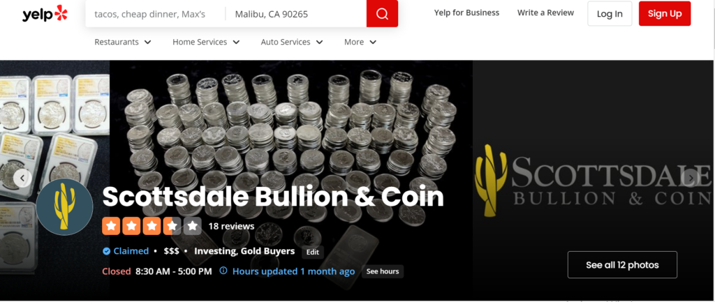 Scottsdale Bullion & Coin reviews on Yelp