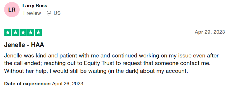 Positive Hard Assets Alliance review on Trustpilot