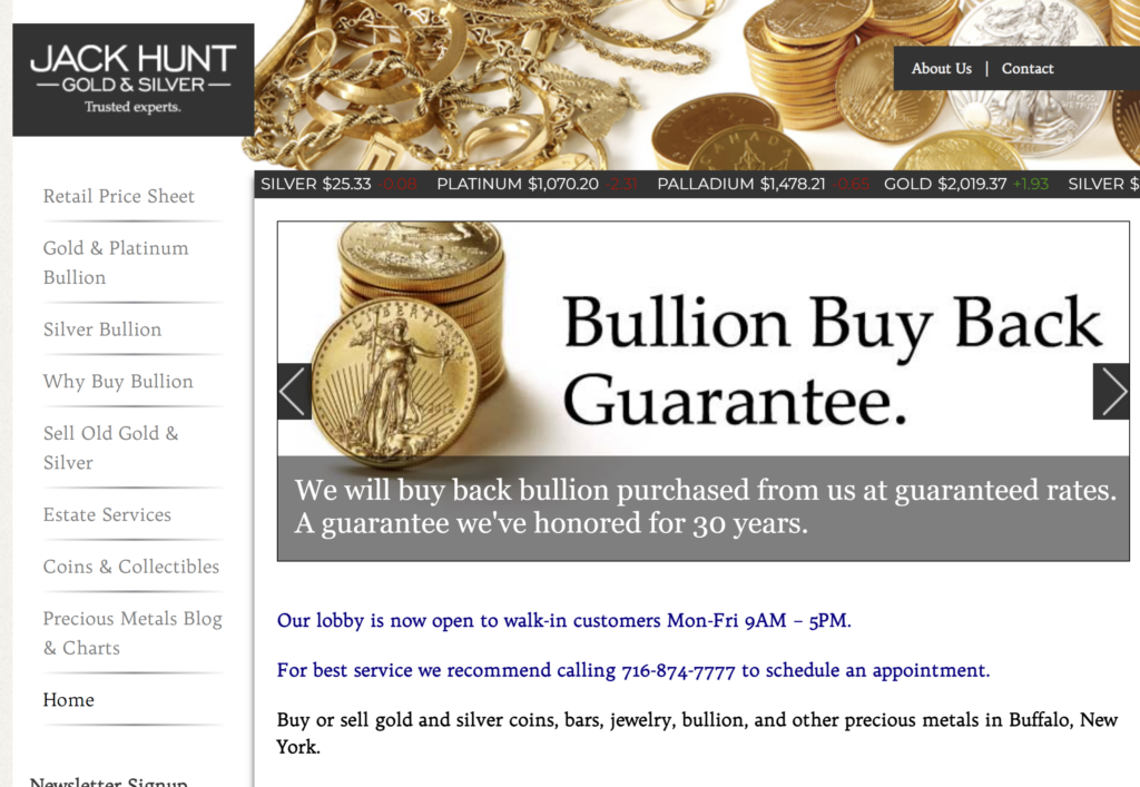 Jack Hunt Coin Broker website 