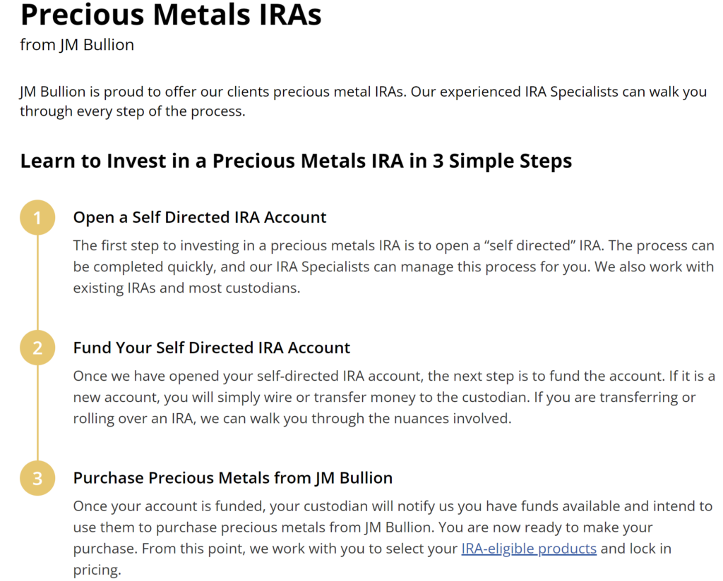 JM Bullion offers IRA