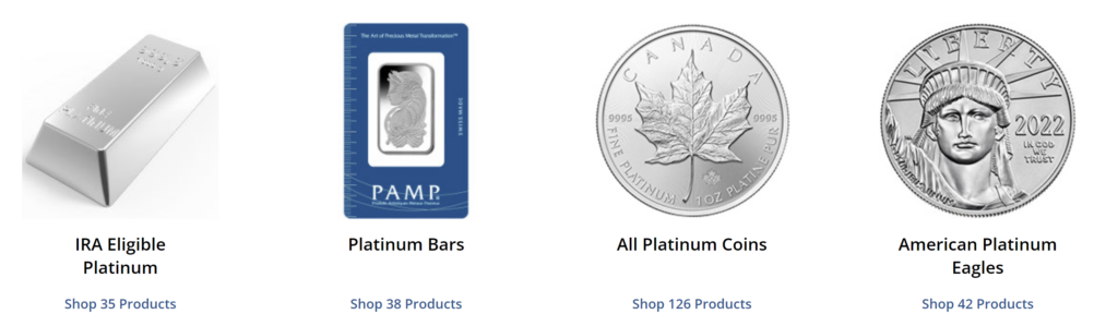 JM Bullion platinum products