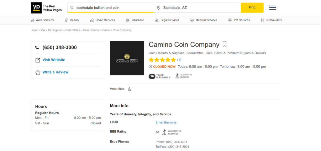Camino Coin Co reviews on Yellow Pages