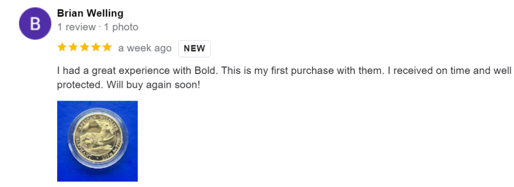 Positive Bold Precious Metals review on Google. 