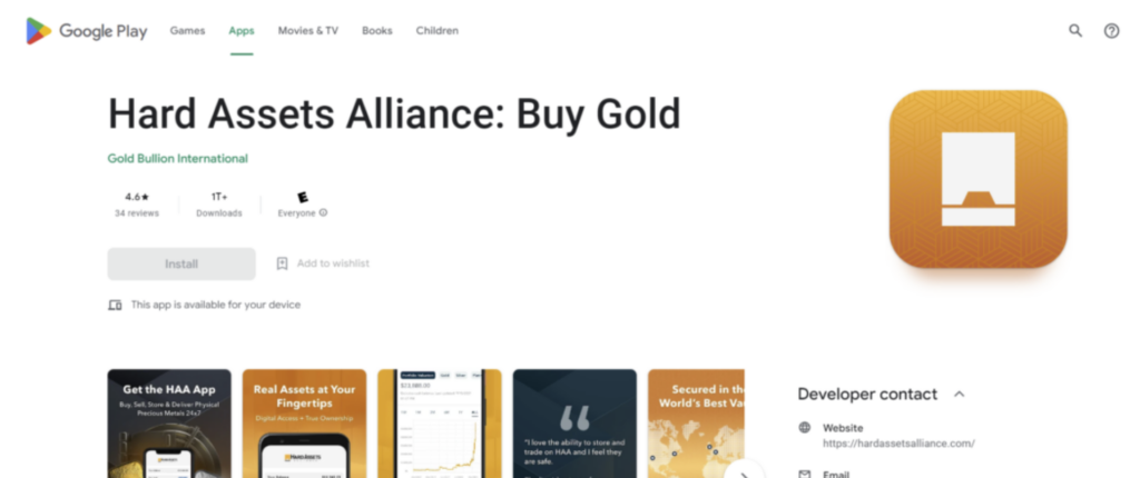 Hard Assets Alliance app on Google Play Store
