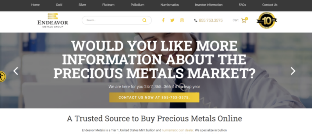 Endeavor Metals Group website homepage
