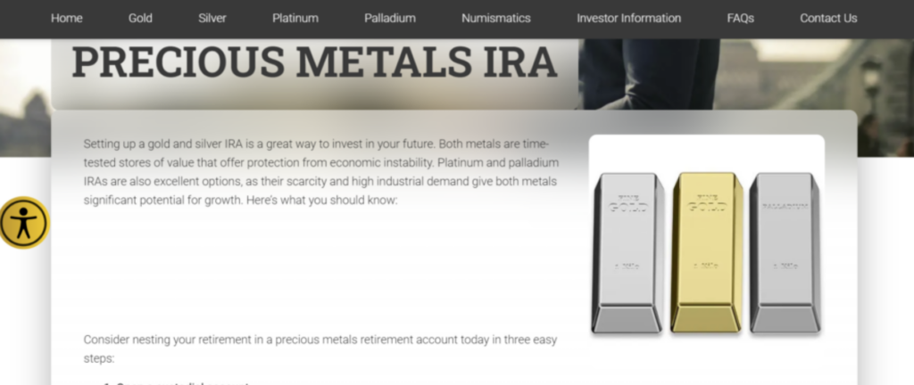 Endeavor Metals Group gold IRA page