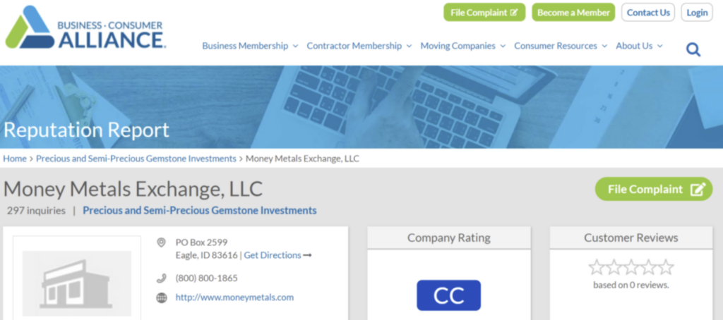 0 Money Metals Exchange reviews on BCA