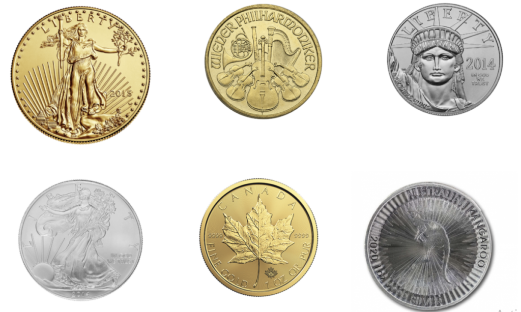 gold and silver bullion coins