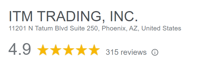 ITM Trading, Inc. google rating. They have 315 reviews.