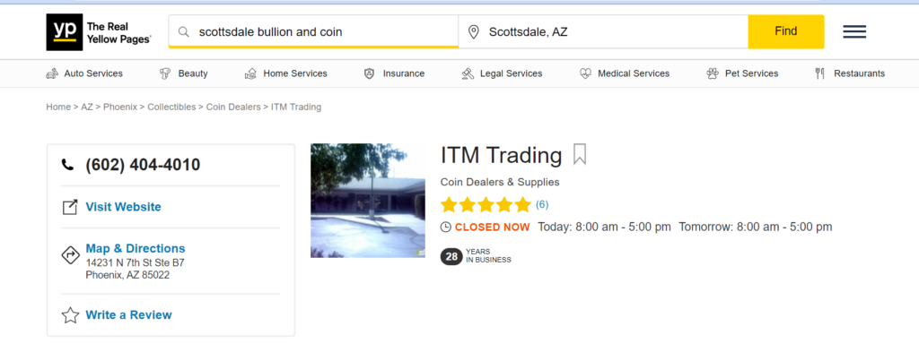 Yellow Pages listing of ITM