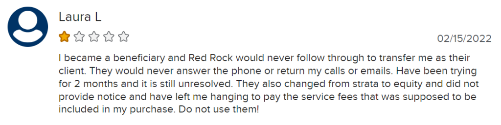 Customer complaint against Red Rock Secured
