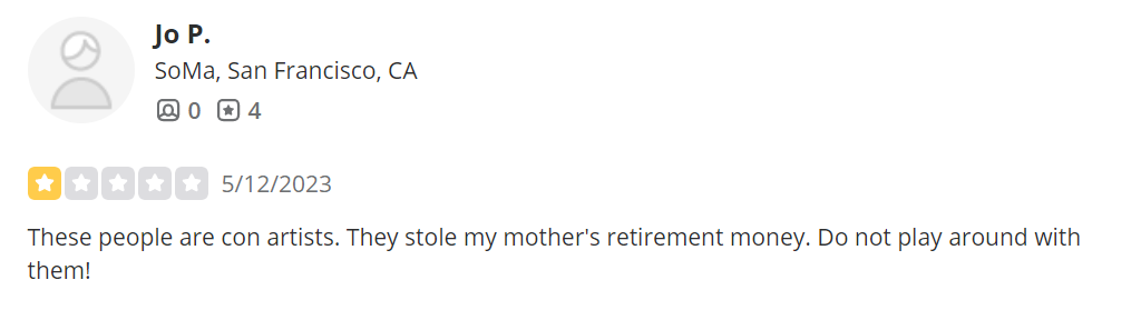 ITM Trading scam complaint by Jo P. He alleges that the company stole his mother's retirement funds.