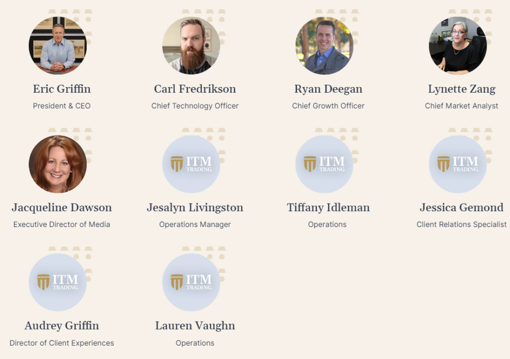 People behind ITM Trading including Eric Griffin, Carl Fredrikson and Ryan Deegan.