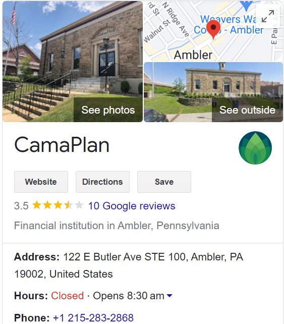 CamaPlan Google listing page