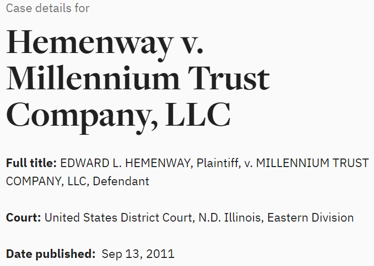 Millennium Trust Company lawsuit