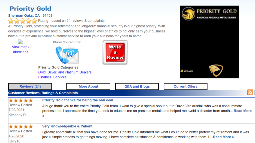 Priority Gold reviews on Trustlink. They have 24 client reviews and complaints.