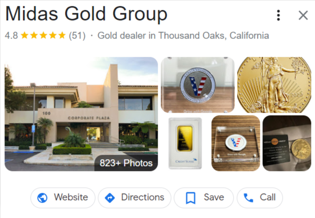 Midas ratings on Google