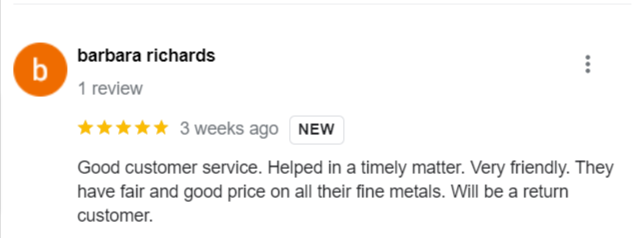 Midas Gold Group review on Google. 