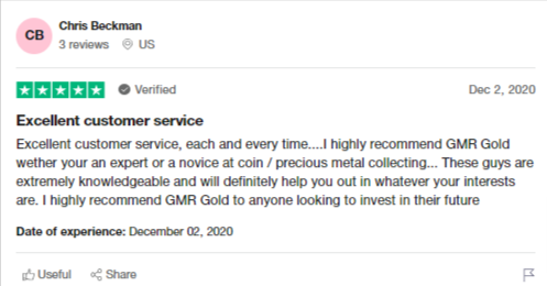 GMR Gold reviews on Trustpilot for being a good company.