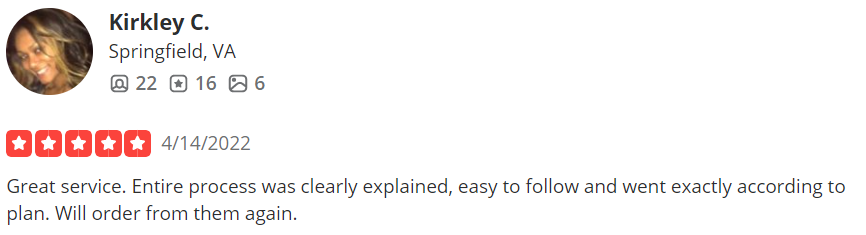 Kirkley's review of TPM about their excellent service.
