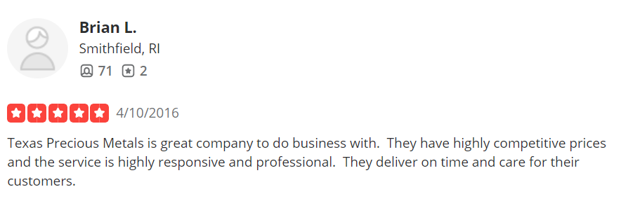 Texas Precious Metals reviews about how they are a great company to do business with. 