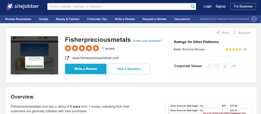 Fisherpreciousmetals.com reviews