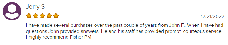 Fisher Precious Metals BBB review commending their courteous service.