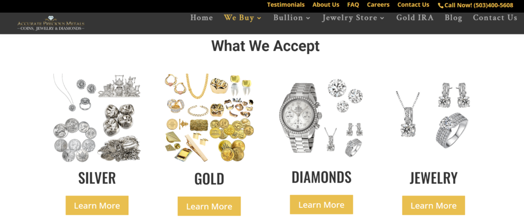 Products offered by Accurate Precious Metals