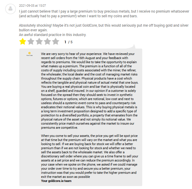 GoldCore complaints online