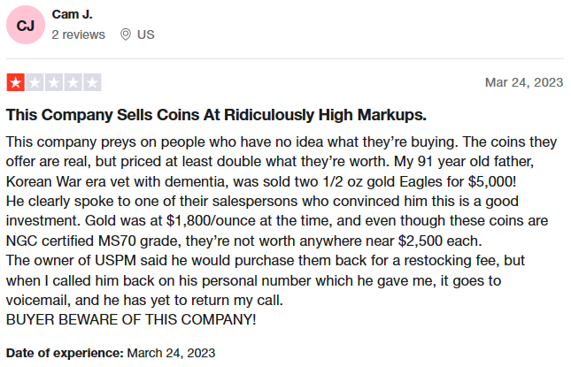 US Precious Metals reviews on Trustpilot