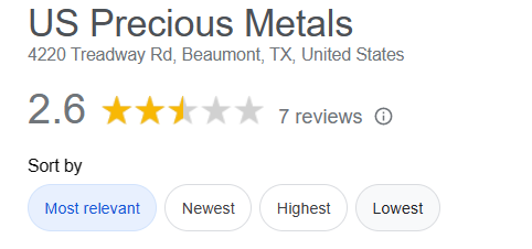 US Precious Metals complaints 