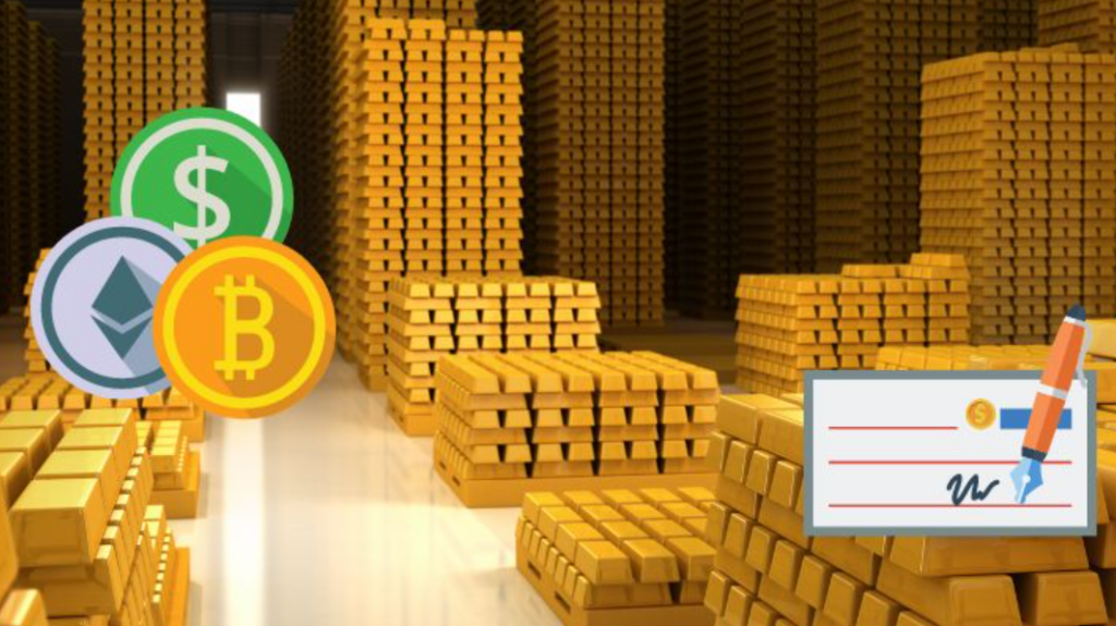 Gold bullion and cryptocurrency