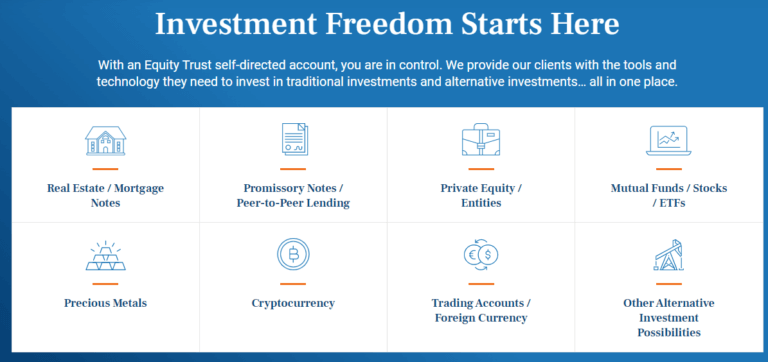 Types of Investment options by Equity Trust Company