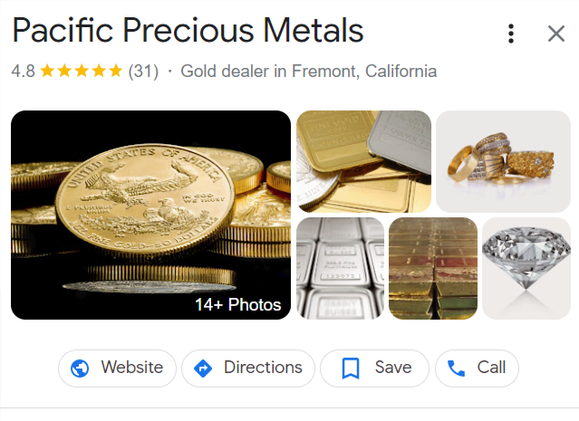 Pacific Precious Metals Google reviews 