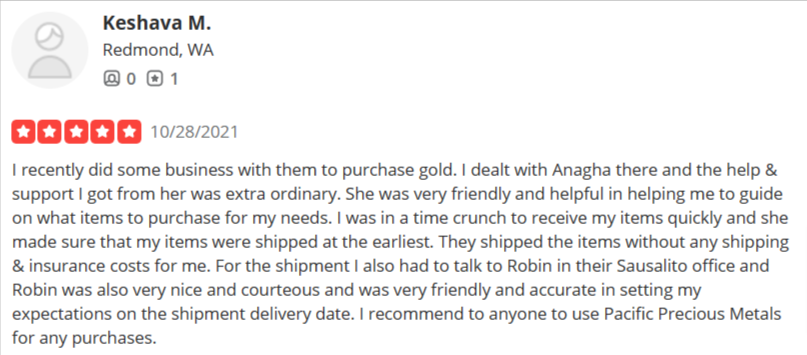 Positive customer review