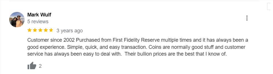 First Fidelity Reserve reviews on Google by Mark Wulf.