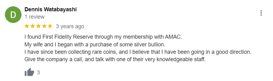 First Fidelity Reserve review on Google about their pricing.