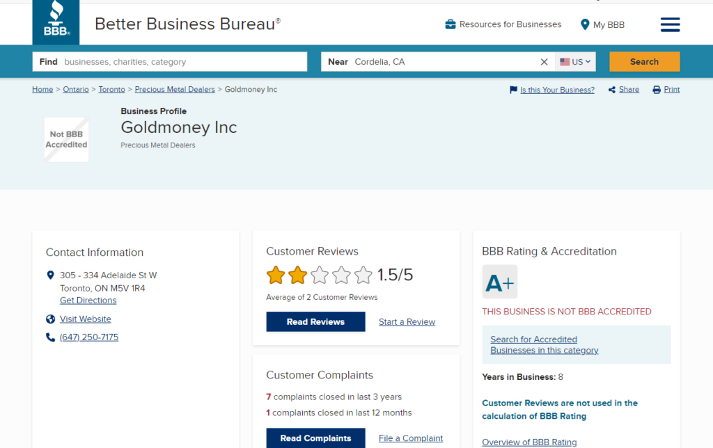BBB Review of Goldmoney