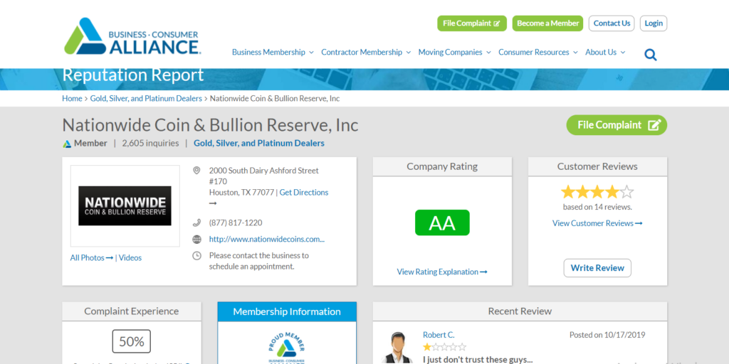 BCA Review of Nationwide Coin Bullion Reserve