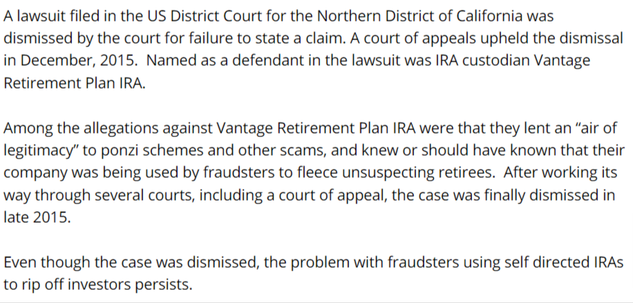Another lawsuit was filed against Vantage