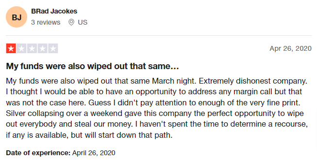 A customer review about a bad incident