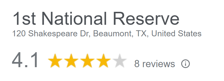 Google Reviews of the 1st National Reserve