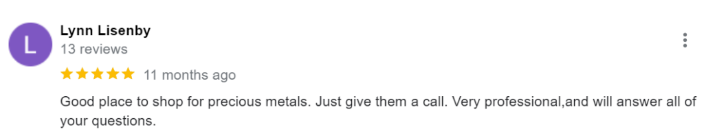 Positive Review by Lynn on 1st National Reserve